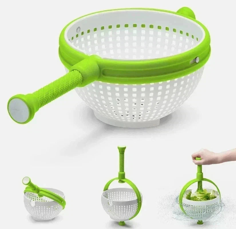 Salad Spina 2-In-1 Easy-To-Use Collapsible Salad Spinner Straining Colander