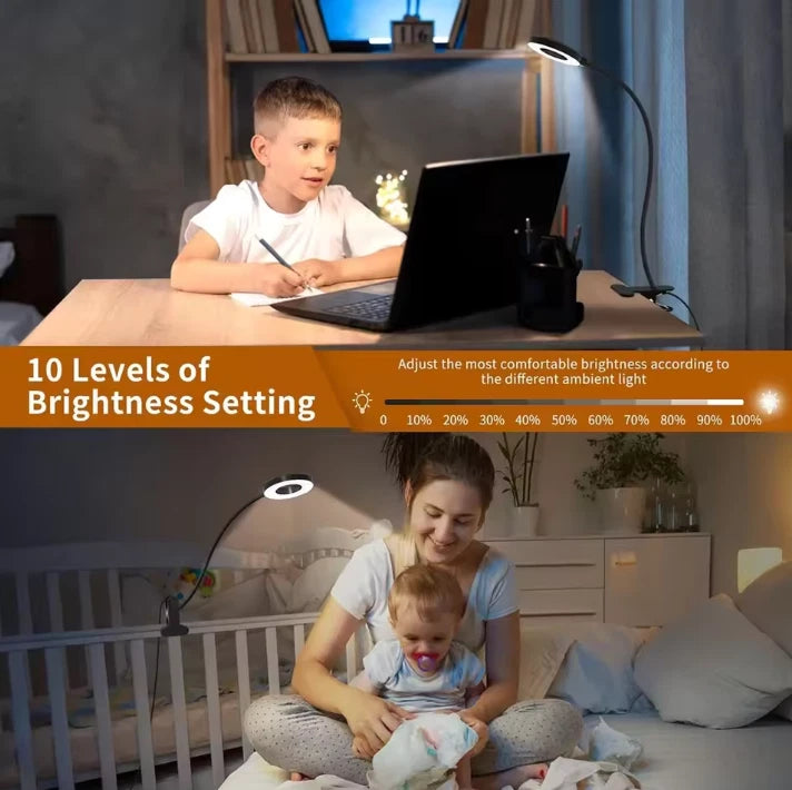 LED USB Rechargeable Clamp Clip On Flexible Desk Light Bed Read Table Night-Lamp