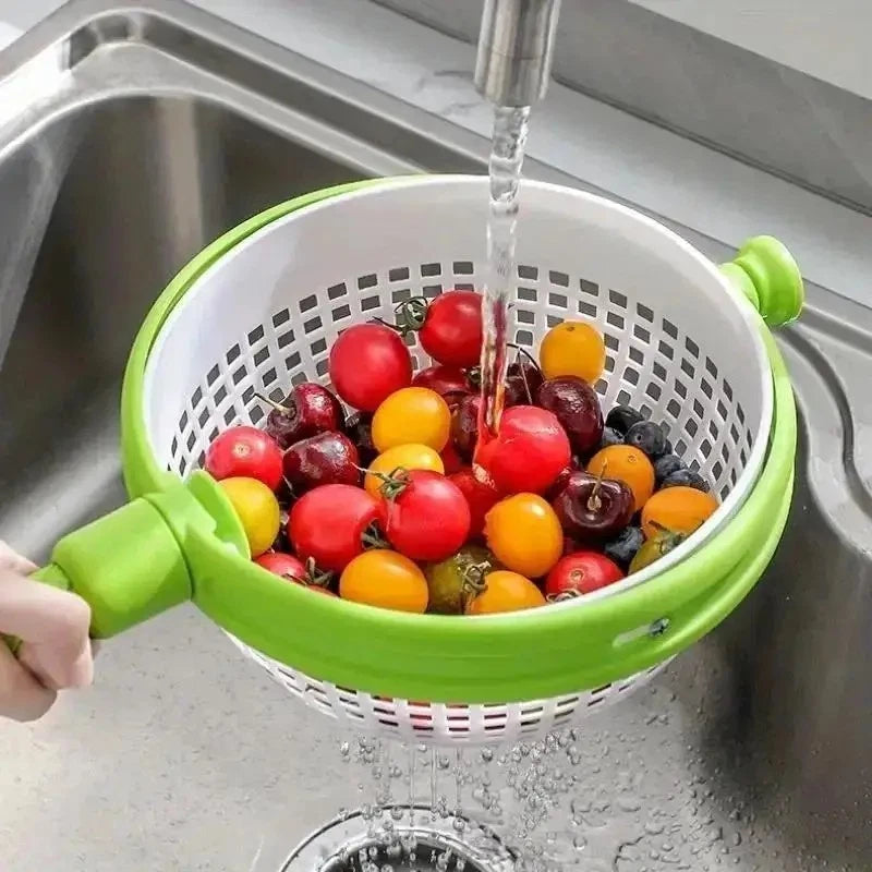 Salad Spina 2-In-1 Easy-To-Use Collapsible Salad Spinner Straining Colander
